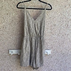 American Eagle Off-White Dalmatian Print Romper